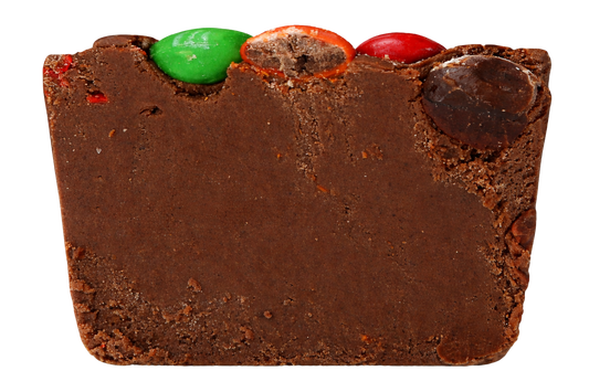 Slice of fudge with m&m pieces