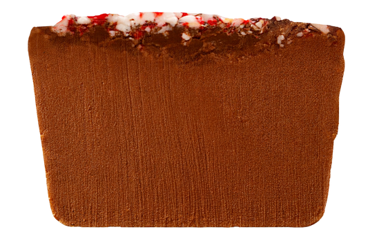 slice of fudge with peppermint topping