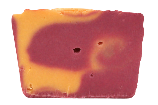 Slice of two-tone swirled raspberry cheesecake fudge
