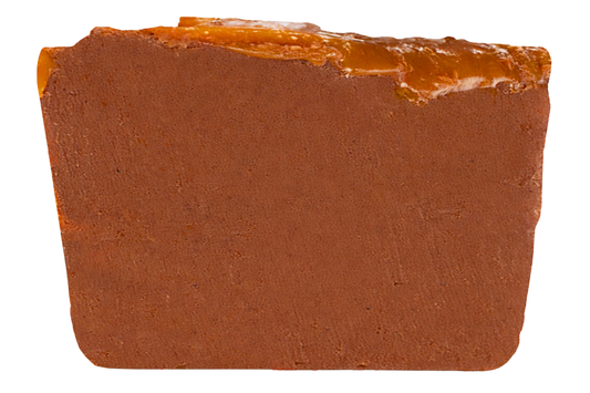 Slice of fudge with caramel topping